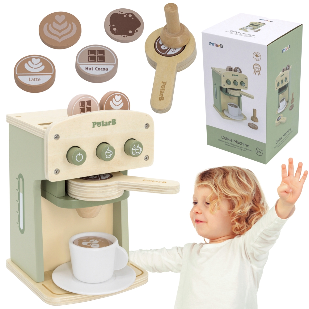 Medinis kavos virimo aparatas VIGA PolarB, žalias + priedai-Žaislai, Profesijos, buities žaislai, Mediniai, Mažiesiems kulinaram