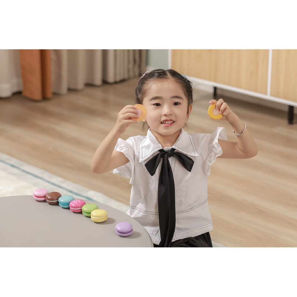 VIGA Wooden Cookies Colorful Cookies Macaroon Set 8 pcs
