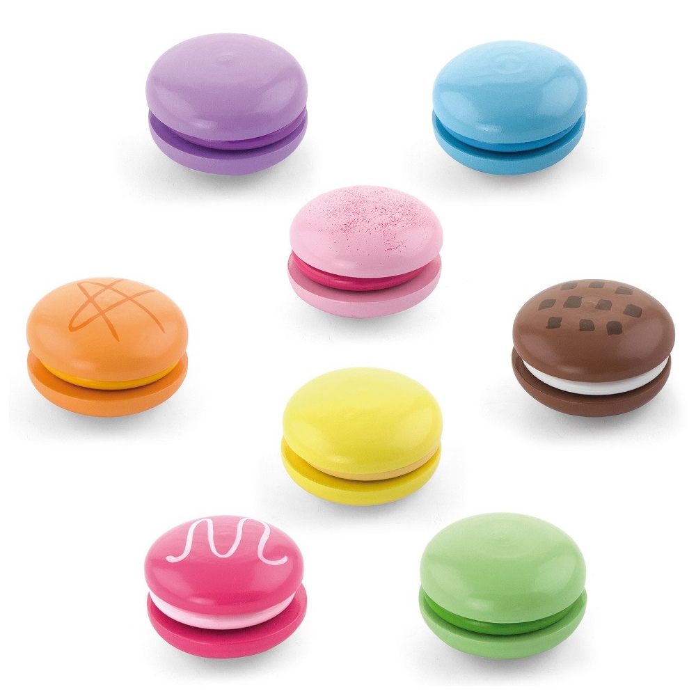 Mediniai sausainiai VIGA MACARON, spalvotas rinkinys, 8 vnt-Žaislai, Profesijos, buities žaislai, Mediniai, Mažiesiems kulinaram