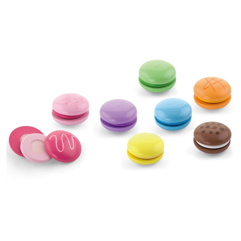 Mediniai sausainiai VIGA MACARON, spalvotas rinkinys, 8 vnt-Žaislai, Profesijos, buities žaislai, Mediniai, Mažiesiems kulinaram
