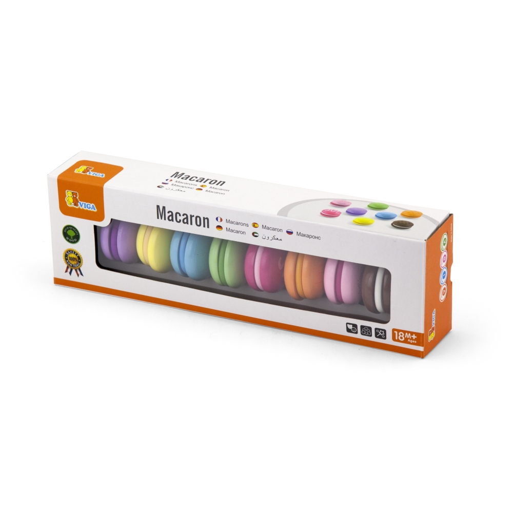 Mediniai sausainiai VIGA MACARON, spalvotas rinkinys, 8 vnt-Žaislai, Profesijos, buities žaislai, Mediniai, Mažiesiems kulinaram