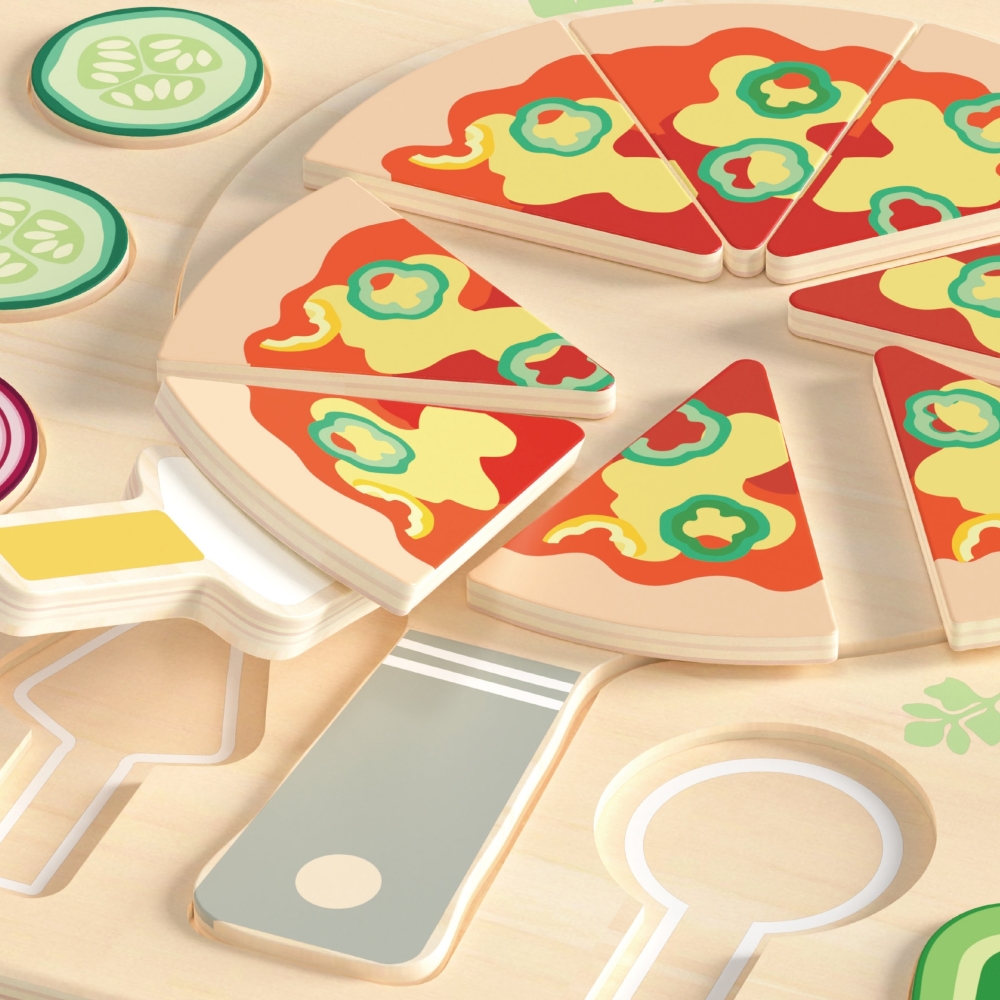 CLASSIC WORLD Wooden Pizza Slicer Vegetables Puzzle 22 pcs.