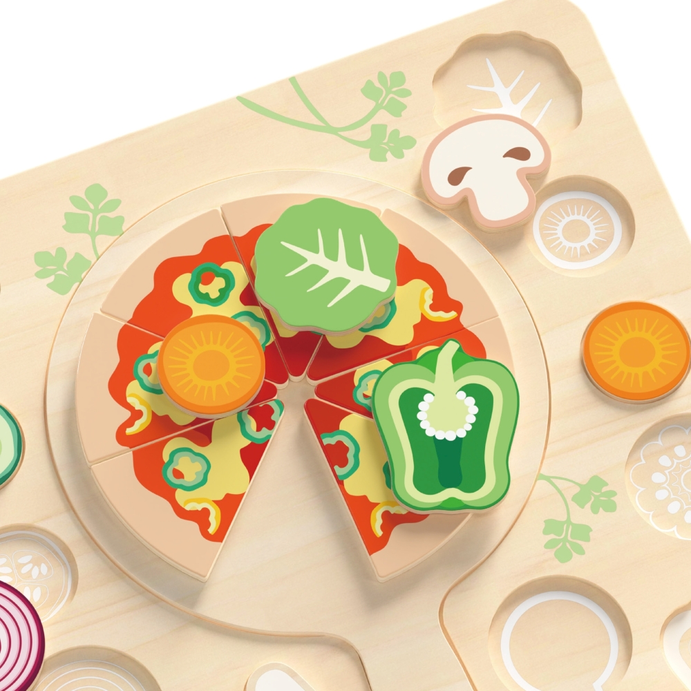 CLASSIC WORLD Wooden Pizza Slicer Vegetables Puzzle 22 pcs.