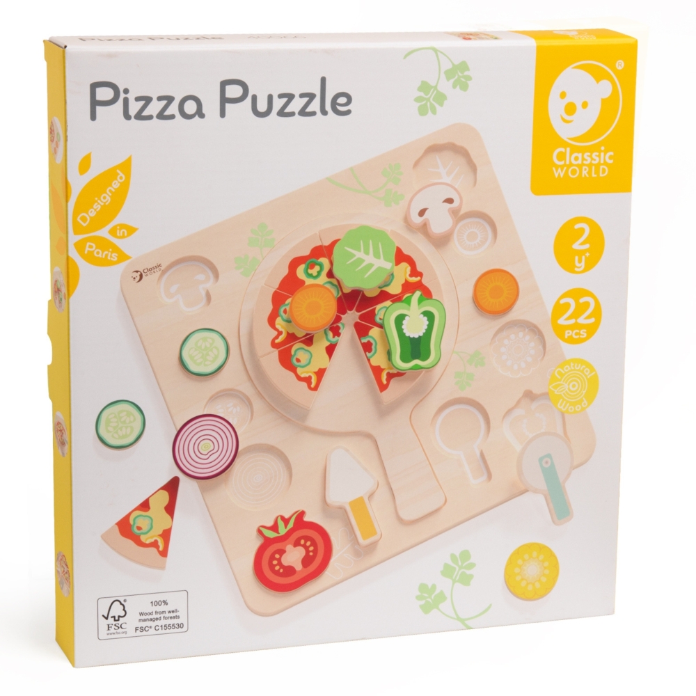 CLASSIC WORLD Wooden Pizza Slicer Vegetables Puzzle 22 pcs.