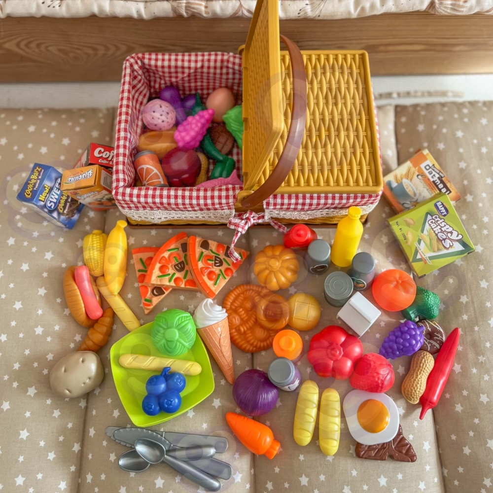 Pikniko krepšelis WOOPIE su vaisiais, daržovėmis ir greito maisto rinkinys XXL, 103 el.