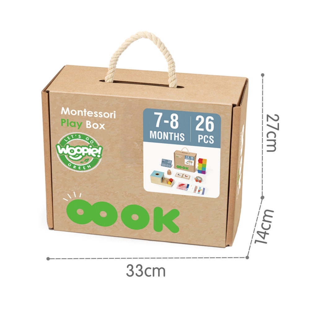 Edukacinė sensorinė dėžutė 6in1 WOOPIE GREEN Box XXL Montessori 7-8 mėn. 26el. FSC-Dovanoms, Žaislai, Kūdikiams, Žaislai mažylia