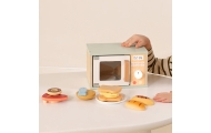 TOOKY TOY Drewniana Kuchenka Mikrofalowa Zestaw Produktów Spożywczych