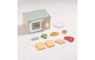 TOOKY TOY Drewniana Kuchenka Mikrofalowa Zestaw Produktów Spożywczych