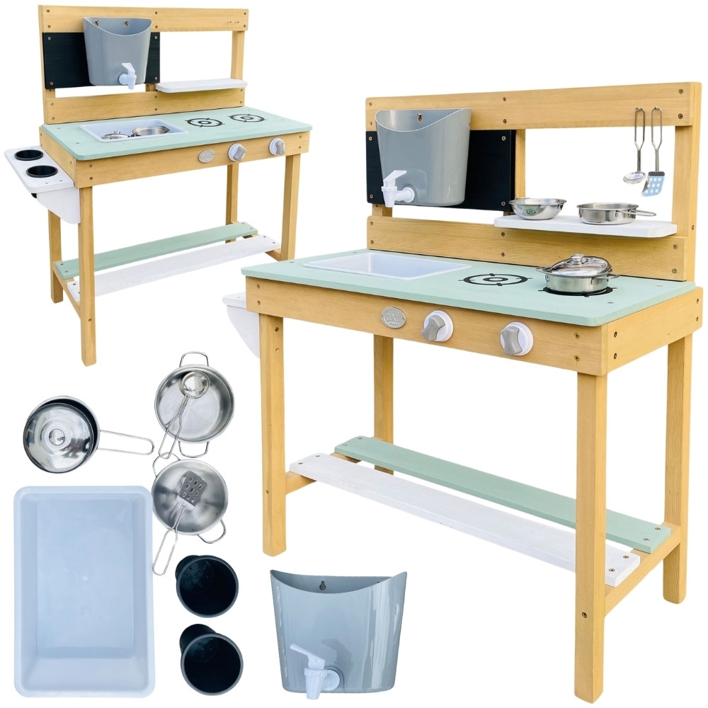 Didelė medinė lauko virtuvė AXI, skirta žaisti su vandeniu ir smėliu