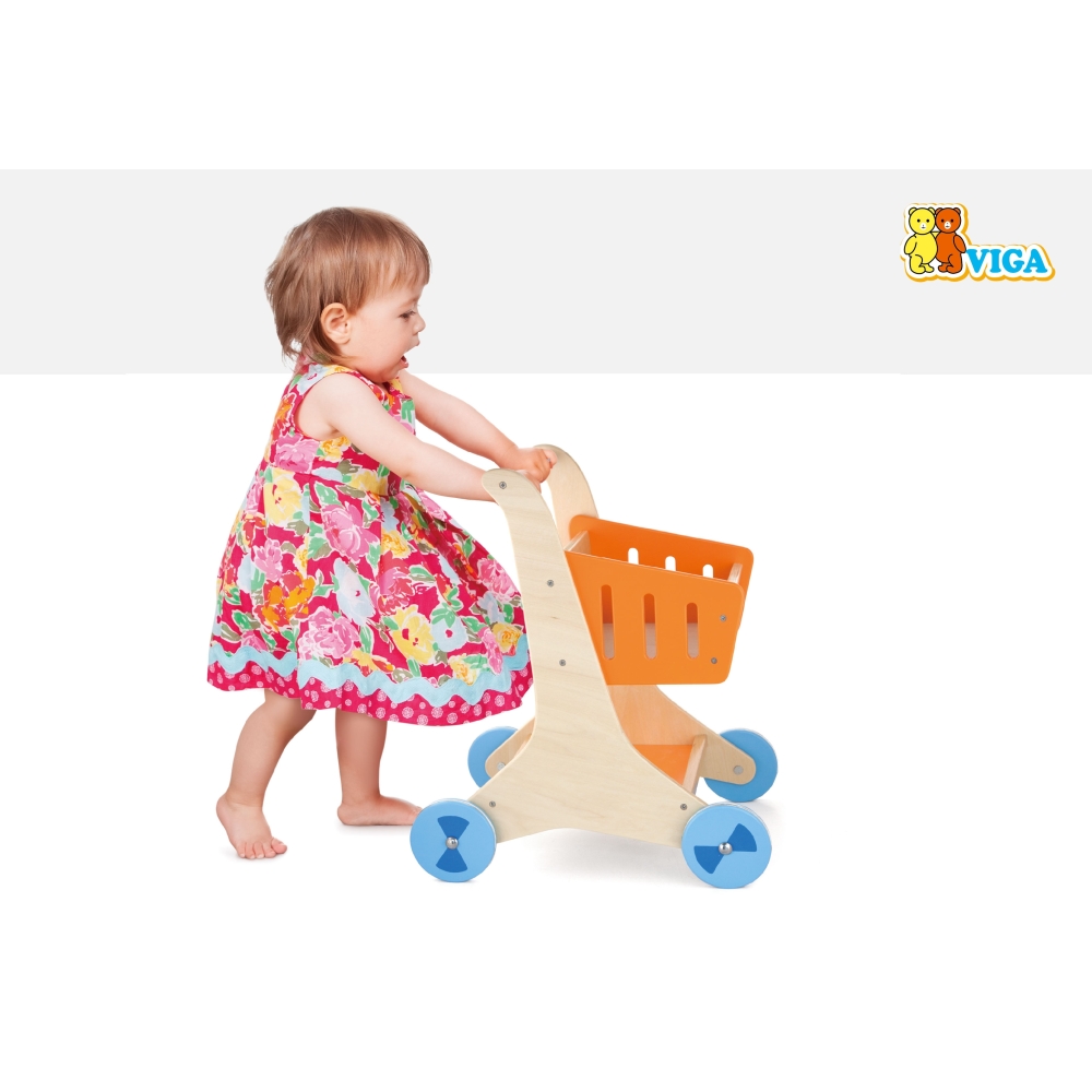 VIGA Wooden Shopping Cart