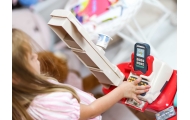 Supermarket parduotuvė WOOPIE su pirkinių vežimėliu Svarstyklės Kasos aparatas Skeneris + 48 akc.