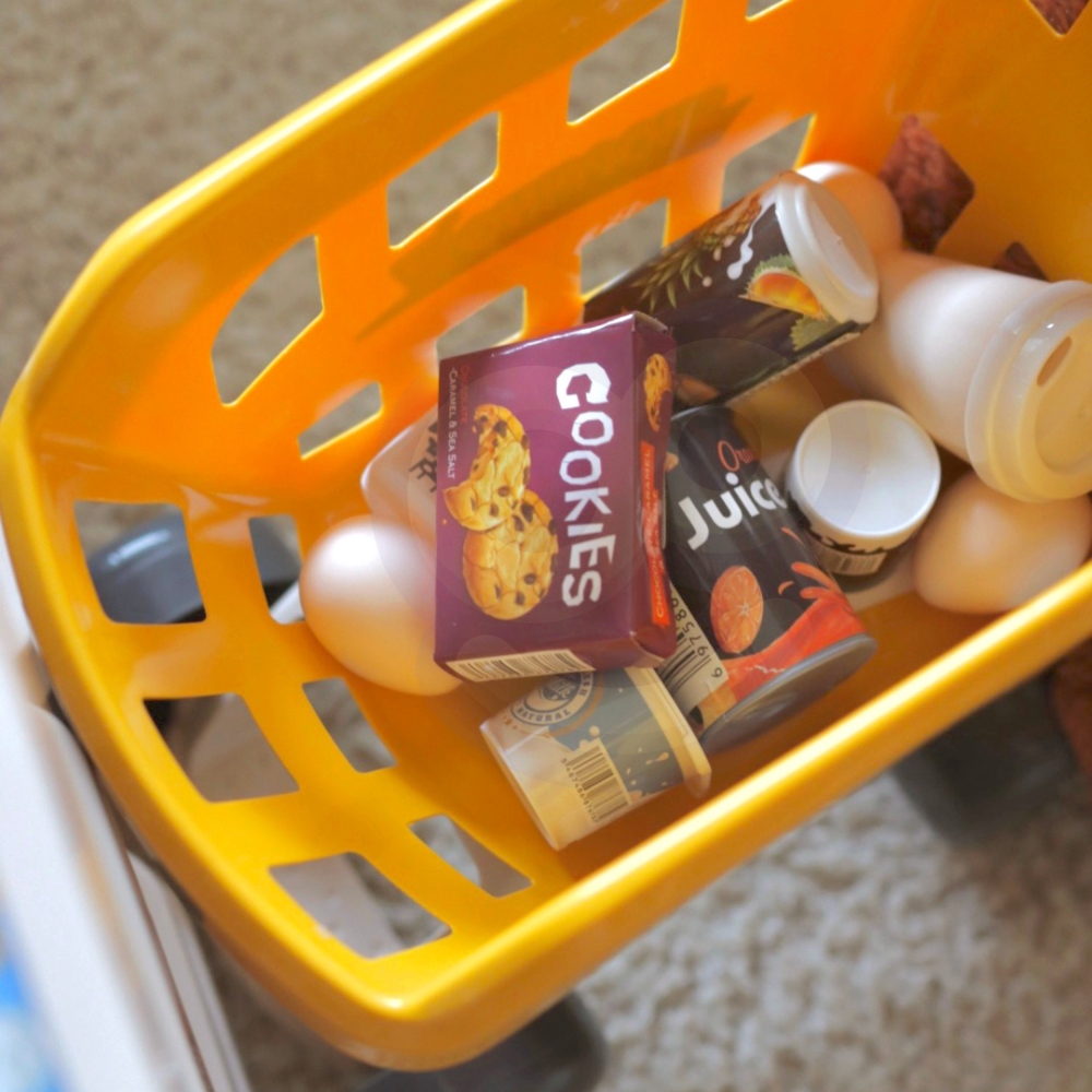 Prekybos centro komplektas WOOPIE su vežimėliu svarstyklėmis, kasos aparatu ir skaitytuvu + 48 priedai-Žaislai, Profesijos, buit