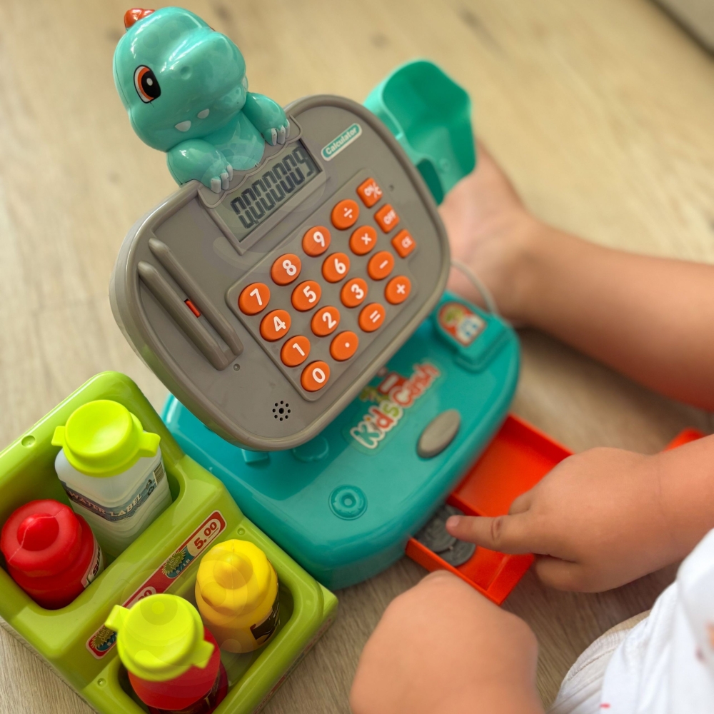 Kasos aparatas WOOPIE DINO su lentyna Mėlyna