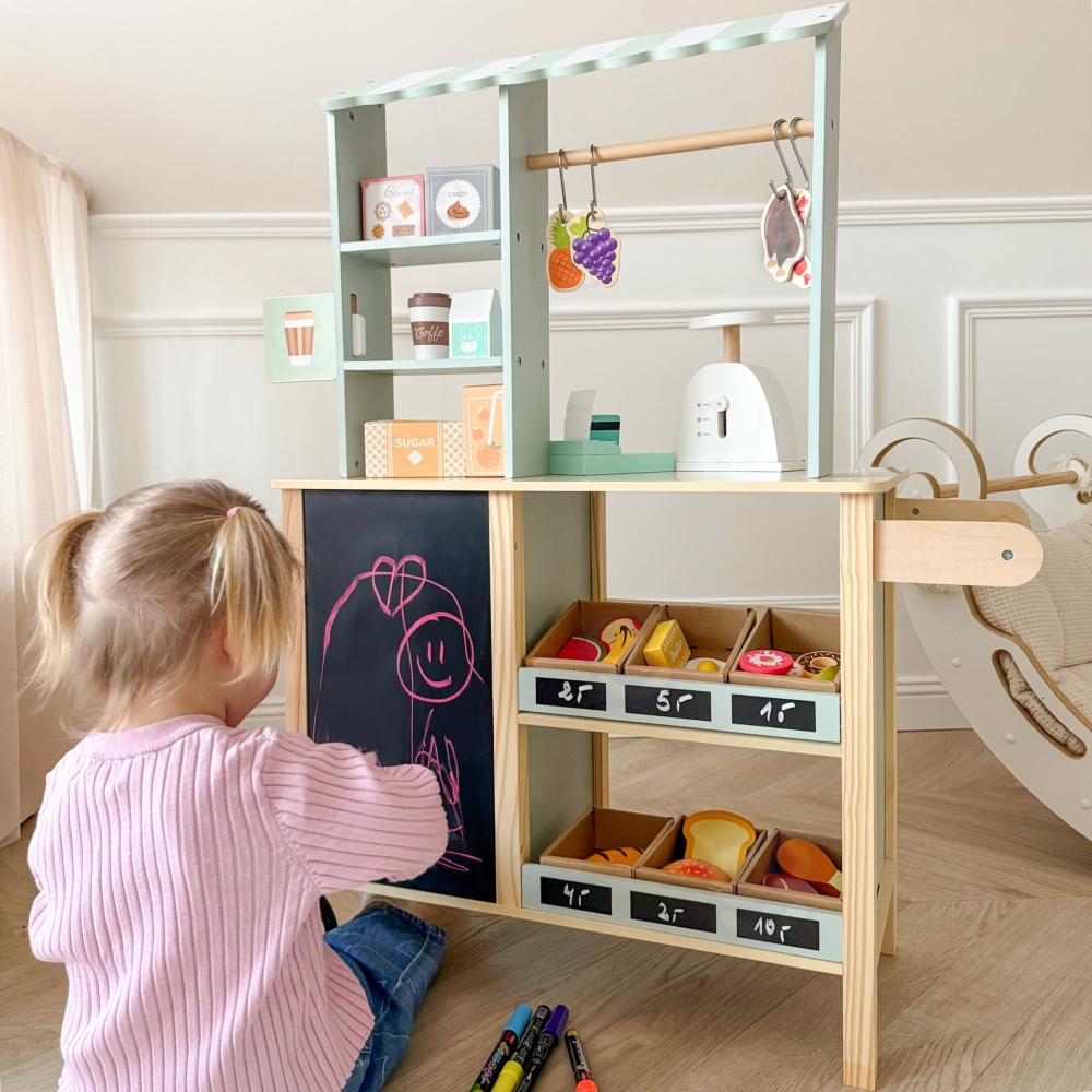 Didelė daugiafunkcinė parduotuvė WOOPIE GREEN 5in1 Prekybos centras Restoranas Kavinė Virtuvė 73 el.