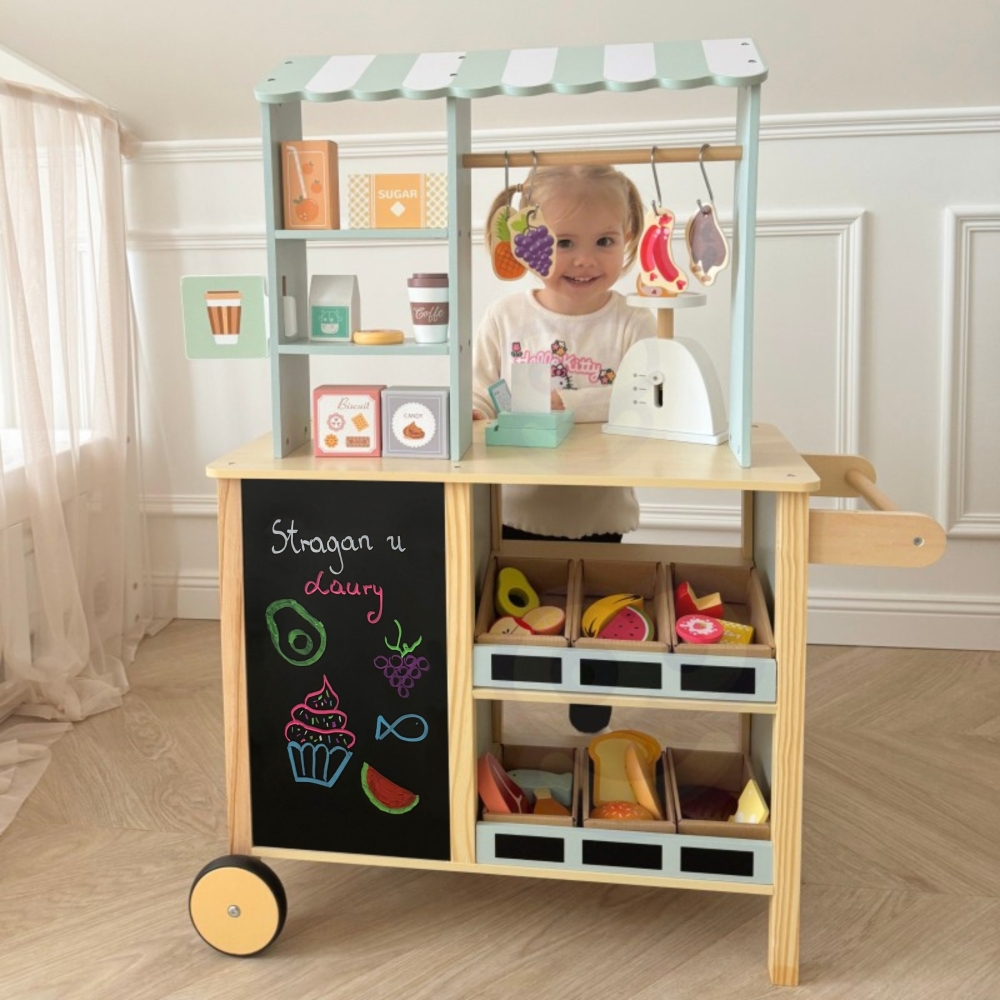 Didelė daugiafunkcinė parduotuvė WOOPIE GREEN 5in1 Prekybos centras Restoranas Kavinė Virtuvė 73 el.