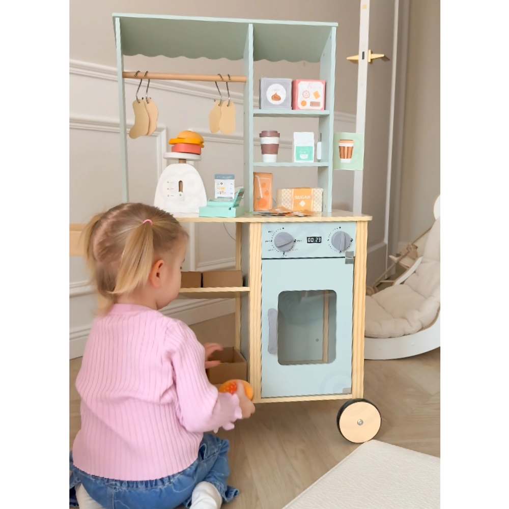 Didelė daugiafunkcinė parduotuvė WOOPIE GREEN 5in1 Prekybos centras Restoranas Kavinė Virtuvė 73 el.