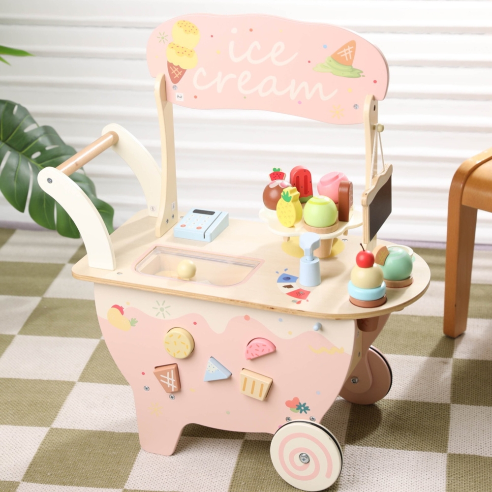 Medinis ledų vežimėlis 3in1 CLASSIC WORLD 40 el.-Žaislai, Profesijos, buities žaislai, Mediniai, Mažiesiems kulinarams-e-vaikas
