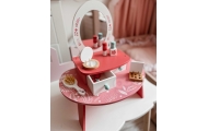 TOOKY TOY Różowa Toaletka Drewniana Do Makijażu z Lustrem