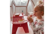 TOOKY TOY Różowa Toaletka Drewniana Do Makijażu z Lustrem