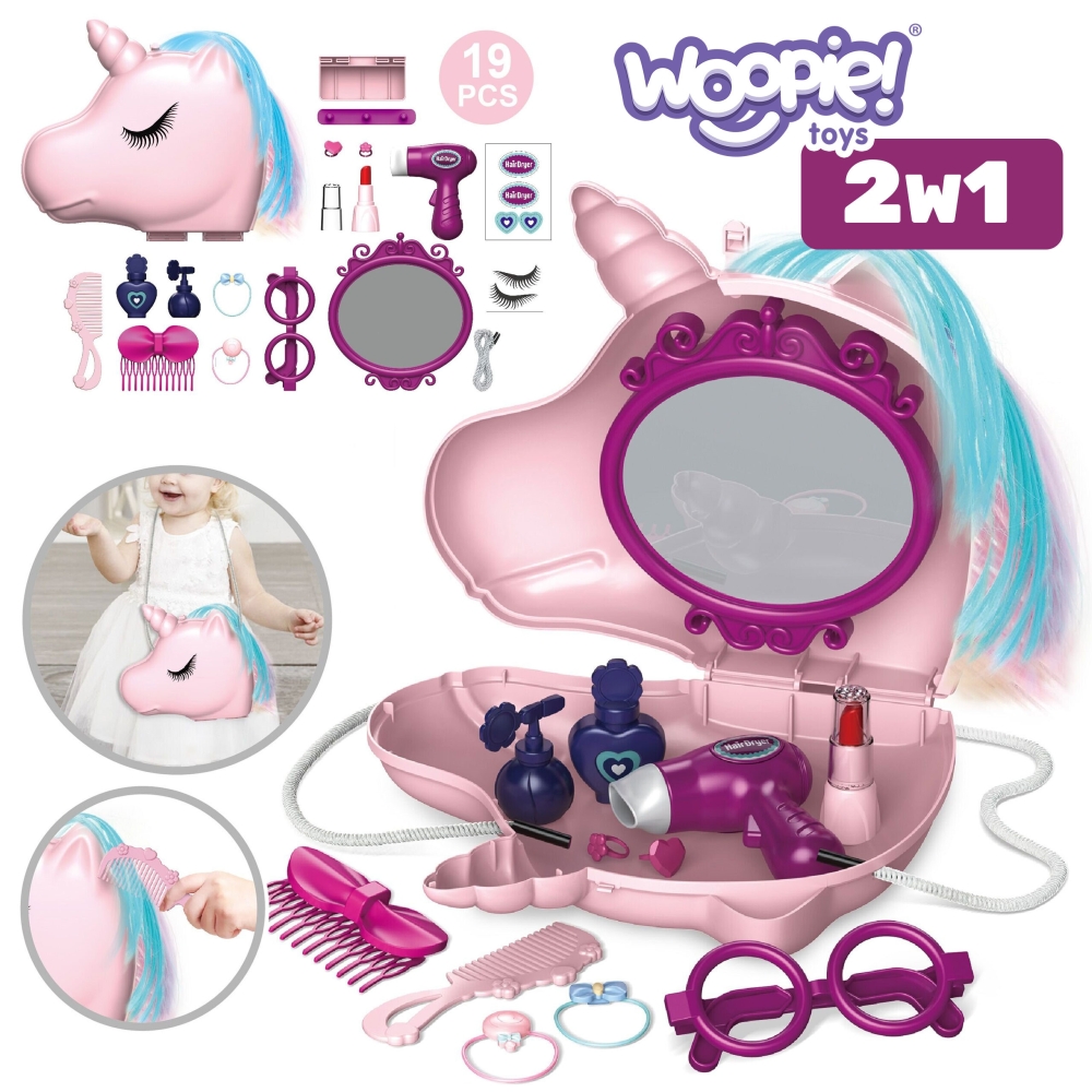 WOOPIE mergaitės "2-in-1" grožio salonas krepšyje Vienaragis