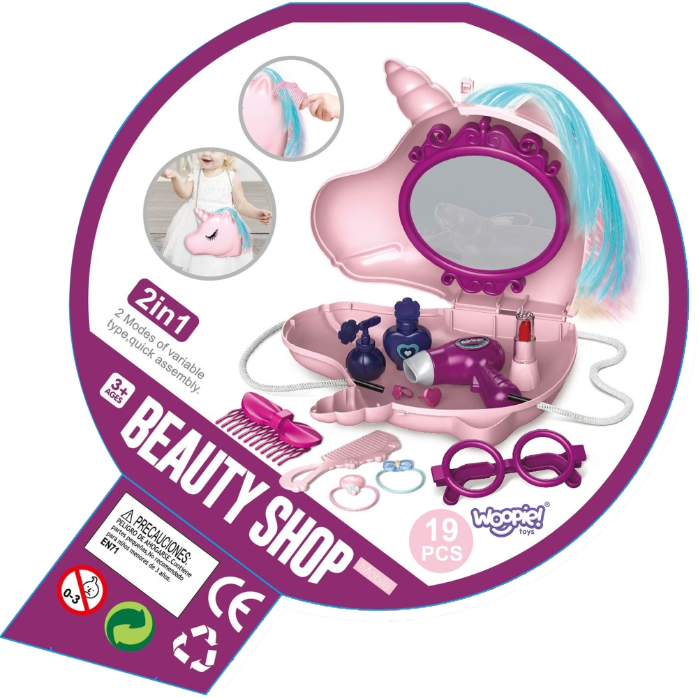 WOOPIE mergaitės "2-in-1" grožio salonas krepšyje Vienaragis