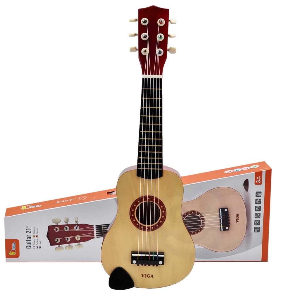 Medinė gitara vaikams Viga, natūralios spalvos, 21 colio, 6 stygų-Žaislai, Muzikiniai-e-vaikas