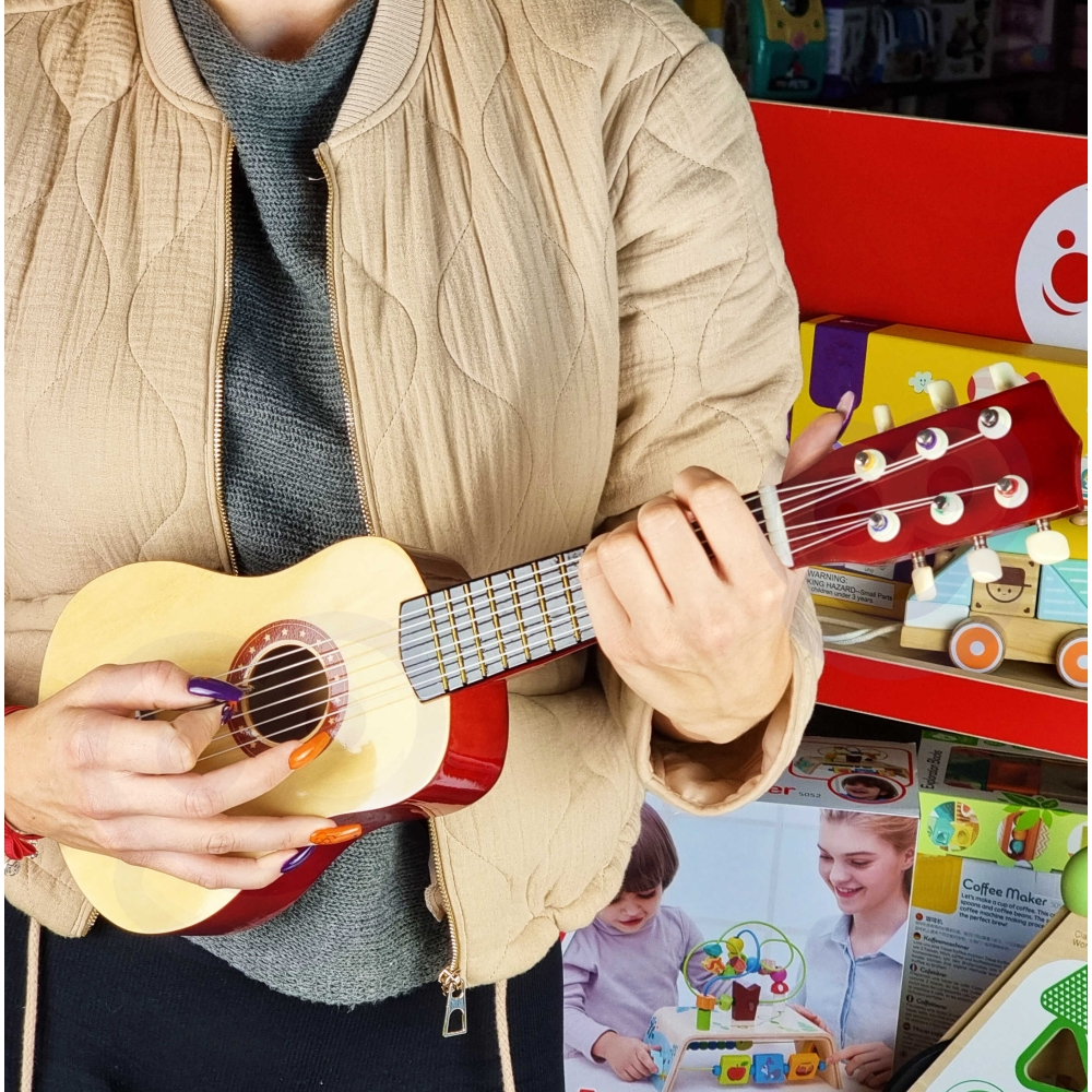 Medinė gitara vaikams Viga, natūralios spalvos, 21 colio, 6 stygų-Žaislai, Muzikiniai-e-vaikas