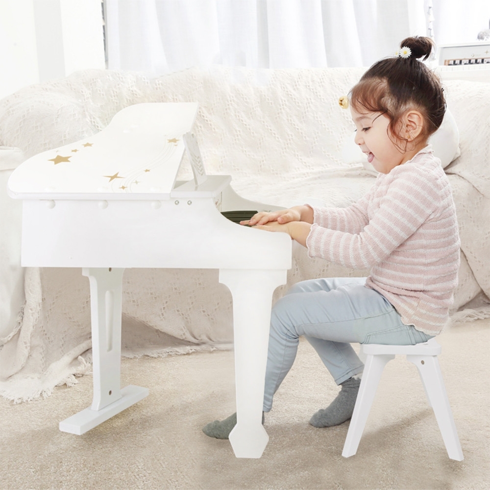 Didelis vaikiškas pianinas su kėde CLASSIC WORLD ir mokomąja knygele-Žaislai, Muzikiniai-e-vaikas