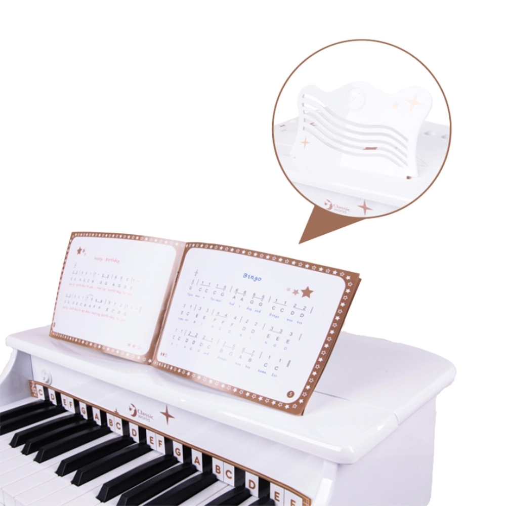 Didelis vaikiškas pianinas su kėde CLASSIC WORLD ir mokomąja knygele-Žaislai, Muzikiniai-e-vaikas