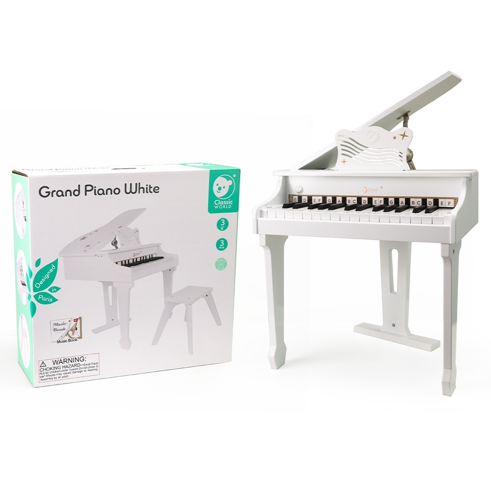 Didelis vaikiškas pianinas su kėde CLASSIC WORLD ir mokomąja knygele-Žaislai, Muzikiniai-e-vaikas