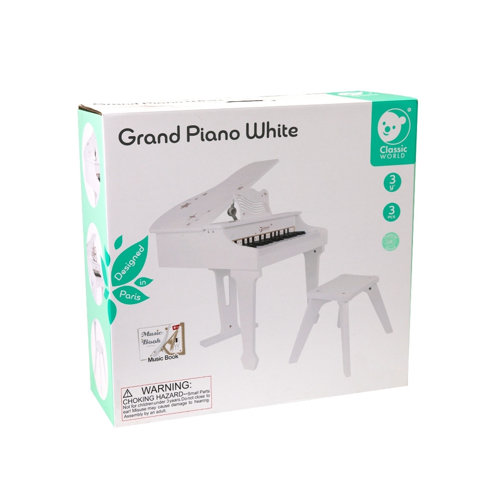 Didelis vaikiškas pianinas su kėde CLASSIC WORLD ir mokomąja knygele-Žaislai, Muzikiniai-e-vaikas