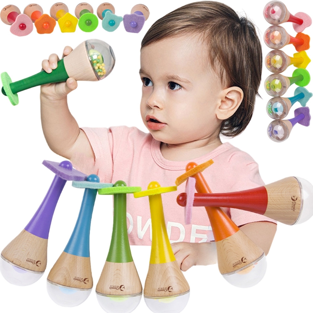 Medinis instrumentas CLASSIC WORLD Rattle 2in1 Rainbow Maracas 1 vnt-Žaislai, Kūdikiams, Žaislai mažyliams (iki 4 m.