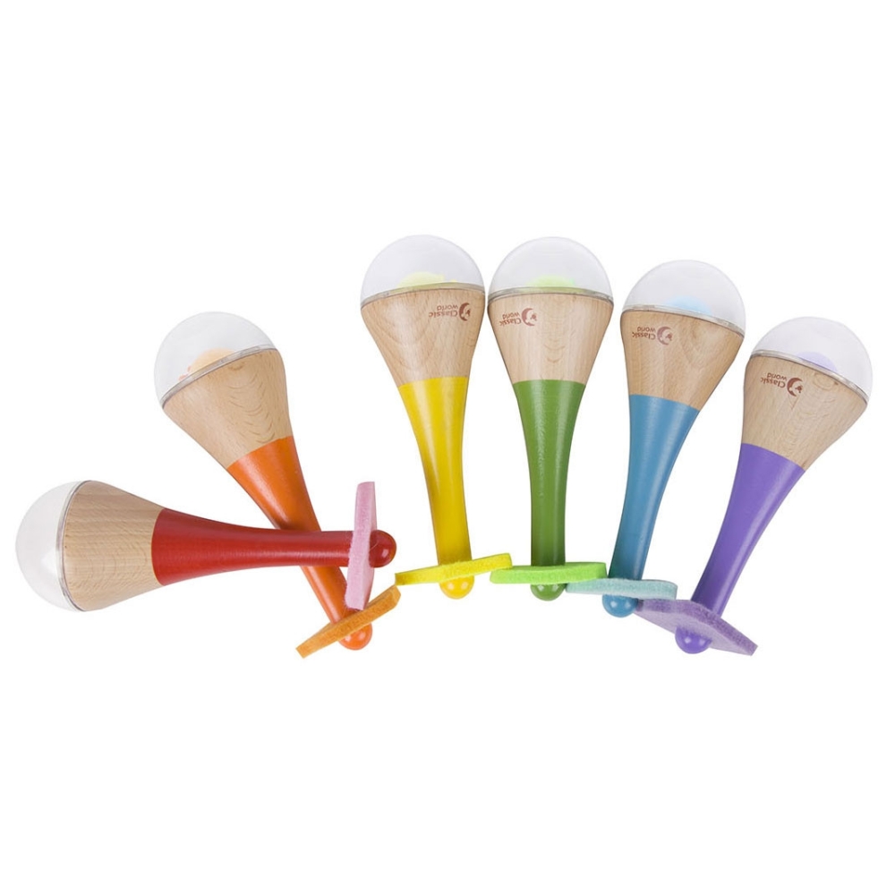 Medinis instrumentas CLASSIC WORLD Rattle 2in1 Rainbow Maracas 1 vnt-Žaislai, Kūdikiams, Žaislai mažyliams (iki 4 m.
