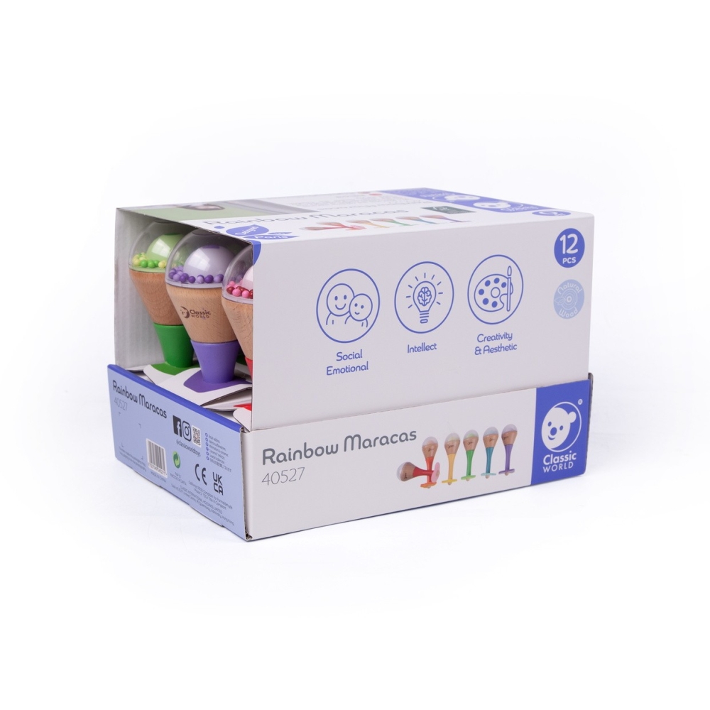 Medinis instrumentas CLASSIC WORLD Rattle 2in1 Rainbow Maracas 1 vnt-Žaislai, Kūdikiams, Žaislai mažyliams (iki 4 m.