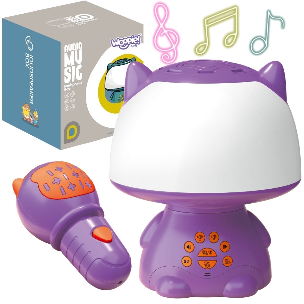 Daugiafunkcinis RGB garsiakalbis WOOPIE Bluetooth karaokė balso moduliatorius SD kortelė AUX, violetinė