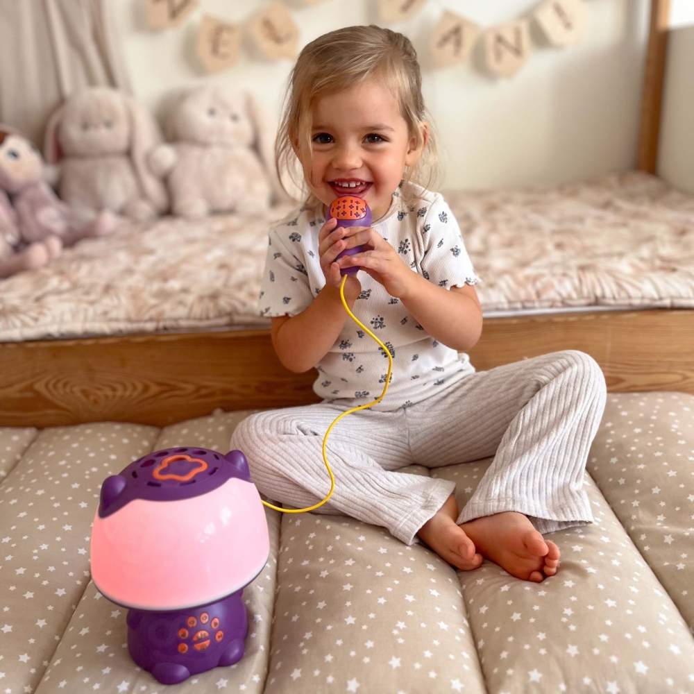 Daugiafunkcinis RGB garsiakalbis WOOPIE Bluetooth karaokė balso moduliatorius SD kortelė AUX, violetinė