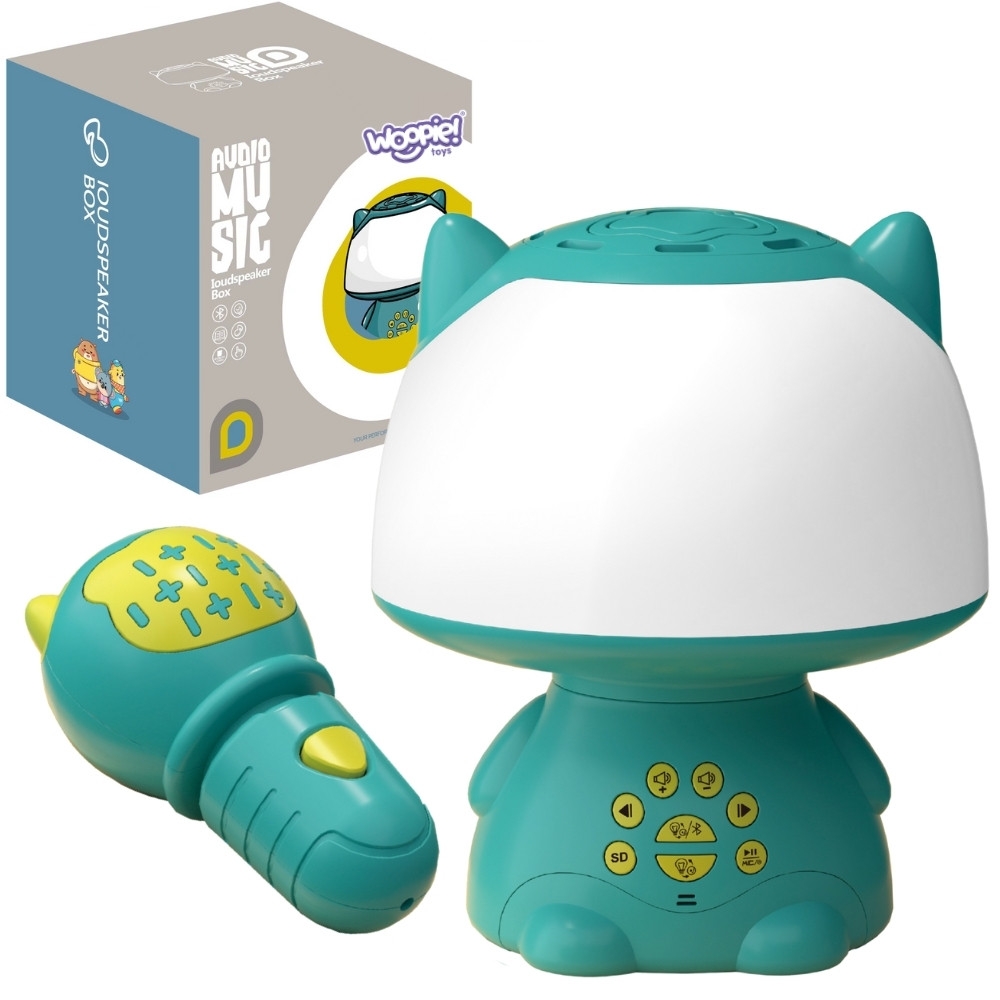 WOOPIE Multifunkcyjna Lampka RGB Głośnik Bluetooth Karaoke Modulator Głosu Karta SD AUX Turkusowa
