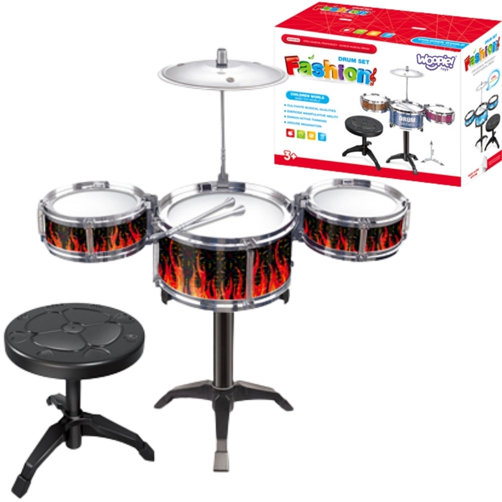 WOOPIE Educational Percussion for Children 3 Drums 1 Cymbal + Stool 