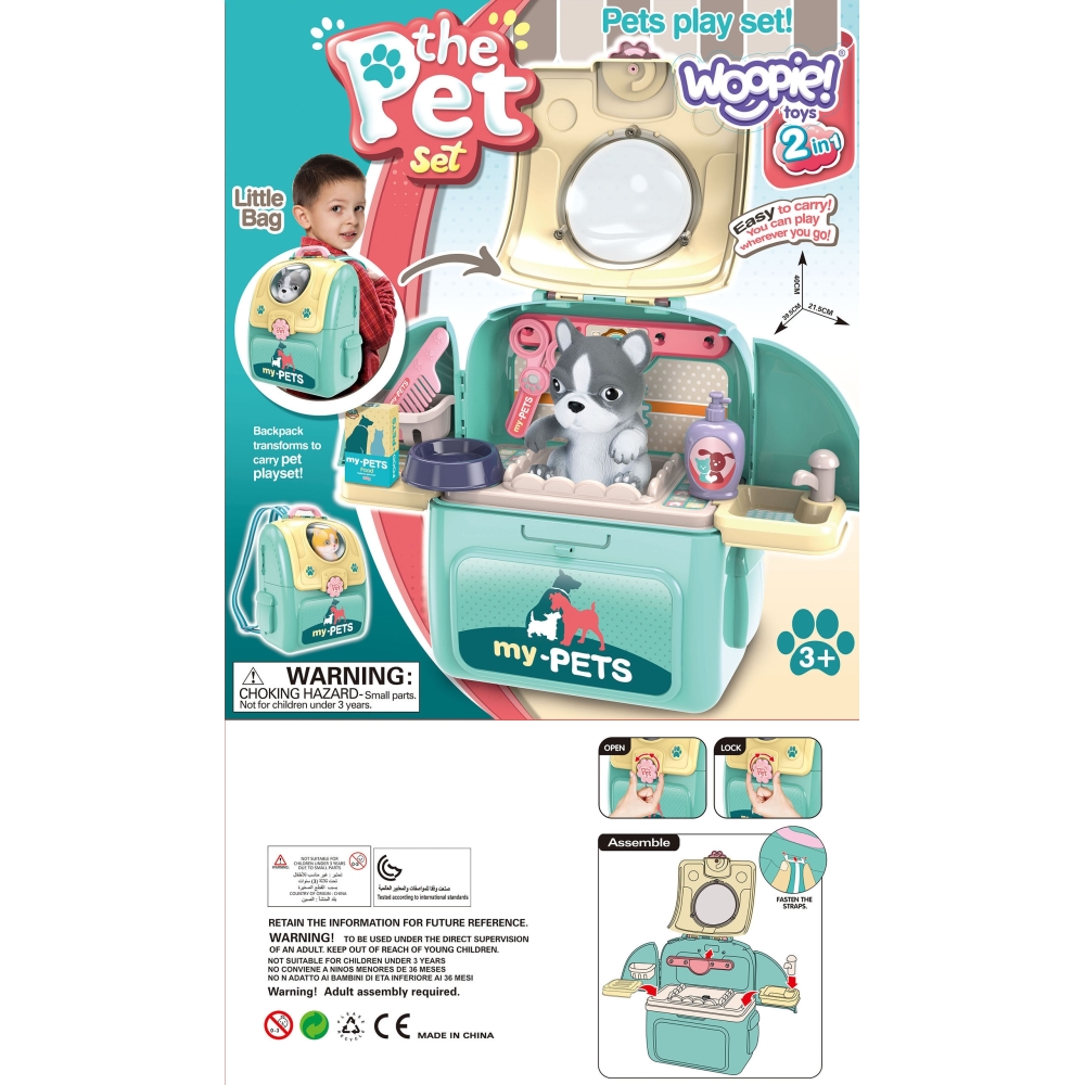 WOOPIE Kitten Nešiojamasis grožio salonas 2in1 kuprinėje Transporter