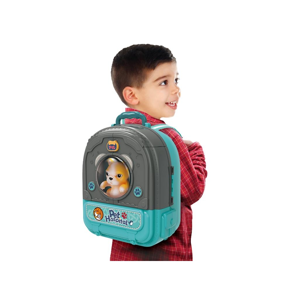 Mažojo veterinaro rinkinys WOOPIE 3-in-1 kuprinė šuns namelis-Žaislai, Profesijos, buities žaislai, Profesiniai žaislai-e-vaikas
