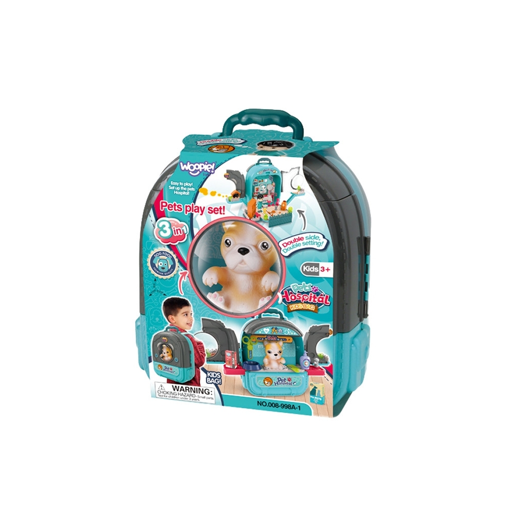 Mažojo veterinaro rinkinys WOOPIE 3-in-1 kuprinė šuns namelis-Žaislai, Profesijos, buities žaislai, Profesiniai žaislai-e-vaikas