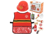 VIGA Little Firefighter Set Vest + Wooden Accessories 8 pcs.