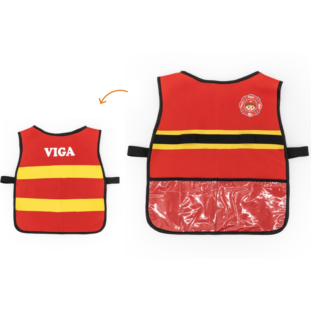 VIGA Little Firefighter Set Vest + Wooden Accessories 8 pcs.