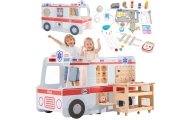 VIGA Large Wooden Ambulance Set Ambulance for Small Rescuers Accessories 25 pcs.					