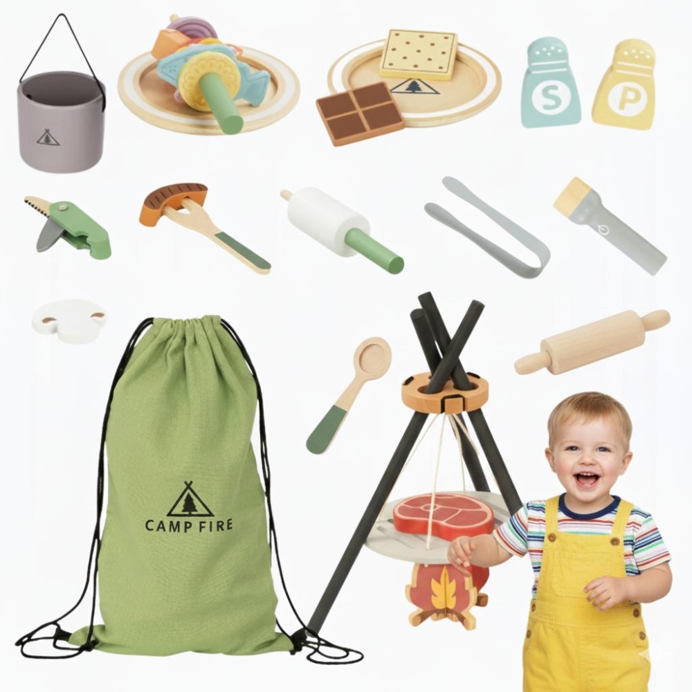 Medinis stovyklavimo rinkinys TOOKY TOY-Žaislai, Profesijos, buities žaislai, Profesiniai žaislai-e-vaikas
