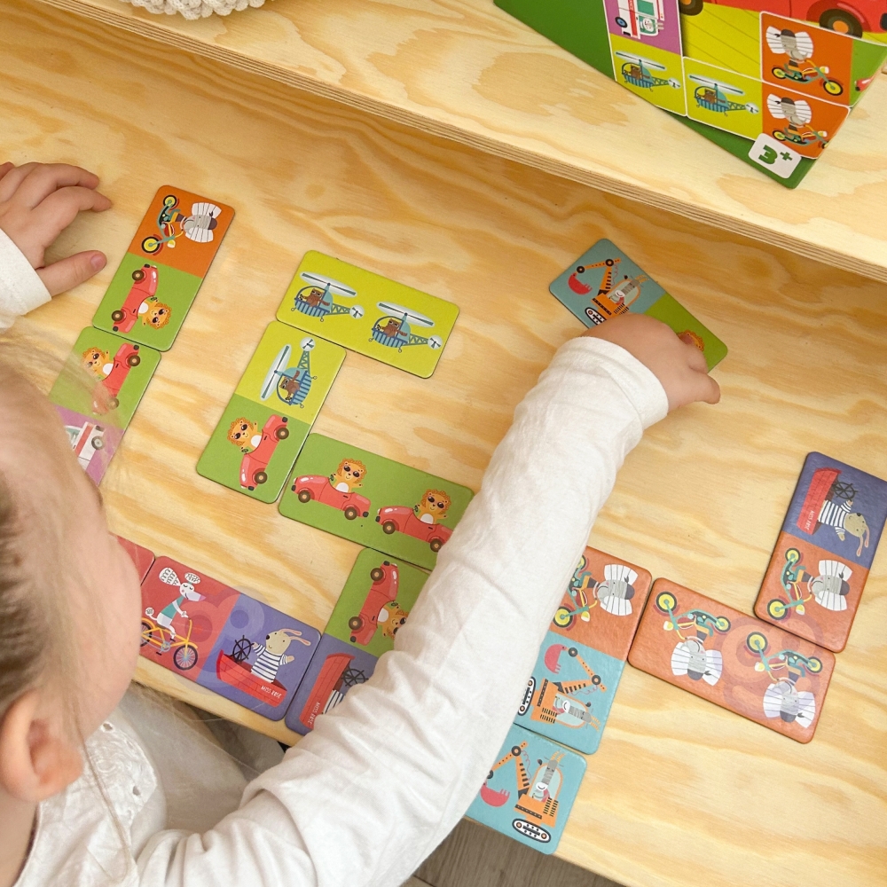 Kūrybingas ir ugdomasis kortų žaidimas WOOPIE Gyvūnai transporto priemonėse Montessori-Žaislai, Stalo žaidimai, Įvairūs stalo ža