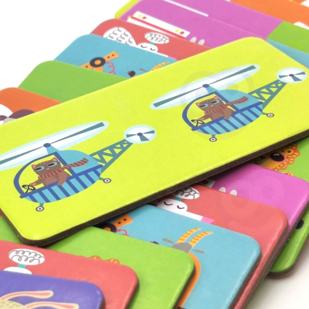 Kūrybingas ir ugdomasis kortų žaidimas WOOPIE Gyvūnai transporto priemonėse Montessori-Žaislai, Stalo žaidimai, Įvairūs stalo ža