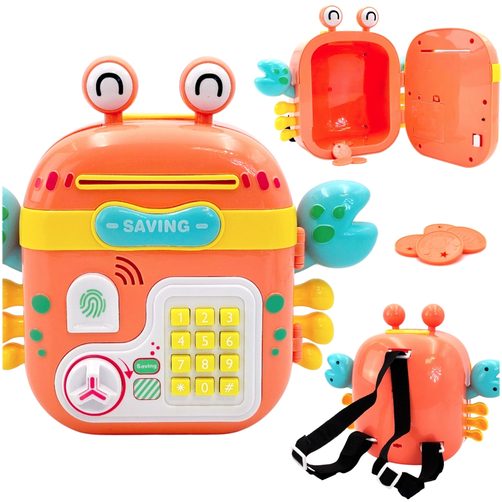 WOOPIE elektroninė taupyklė Crab Slogan kuprinė Orange-Dovanoms, Taupyklės-e-vaikas