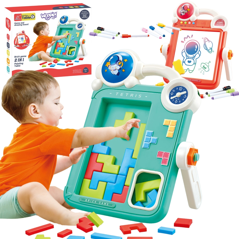 Dvipusė piešimo lenta - Tetris žaidimas WOOPIE 2in1-Žaislai, Lavinamieji žaislai, Dėlionės, Molbertai, piešimo lentos, Dėlionės 