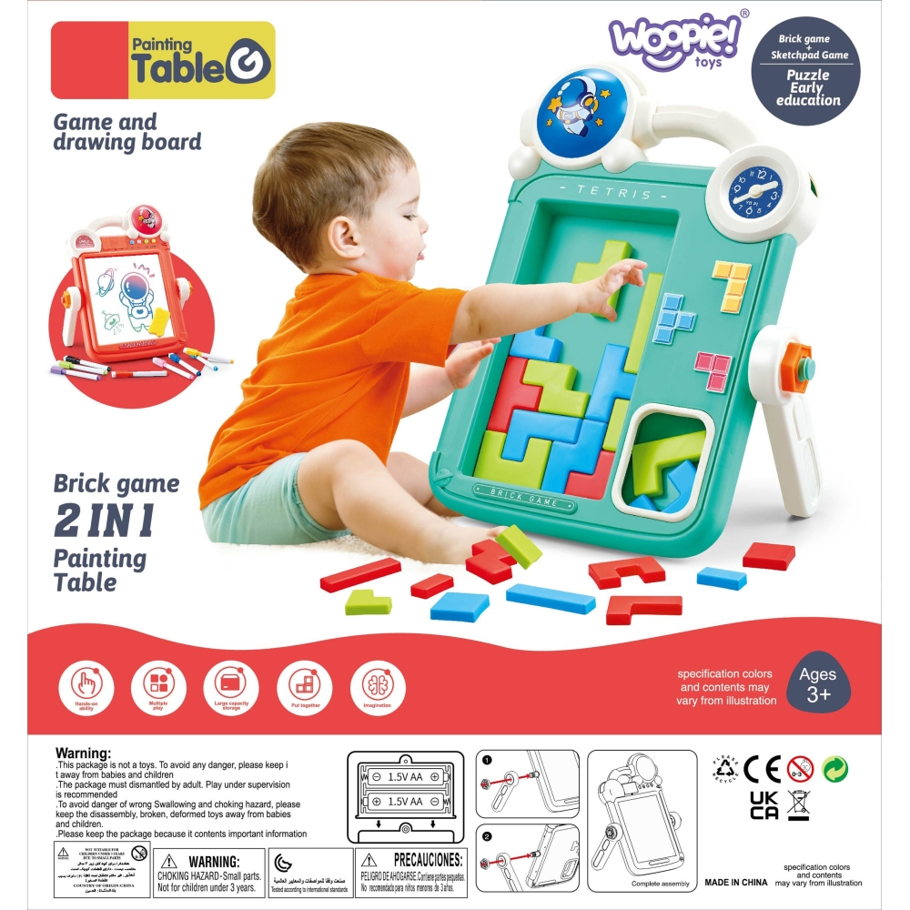 Dvipusė piešimo lenta - Tetris žaidimas WOOPIE 2in1-Žaislai, Lavinamieji žaislai, Dėlionės, Molbertai, piešimo lentos, Dėlionės 
